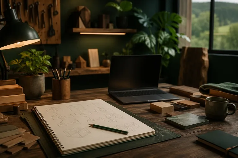Carnet de travail et ordinateur dans un atelier