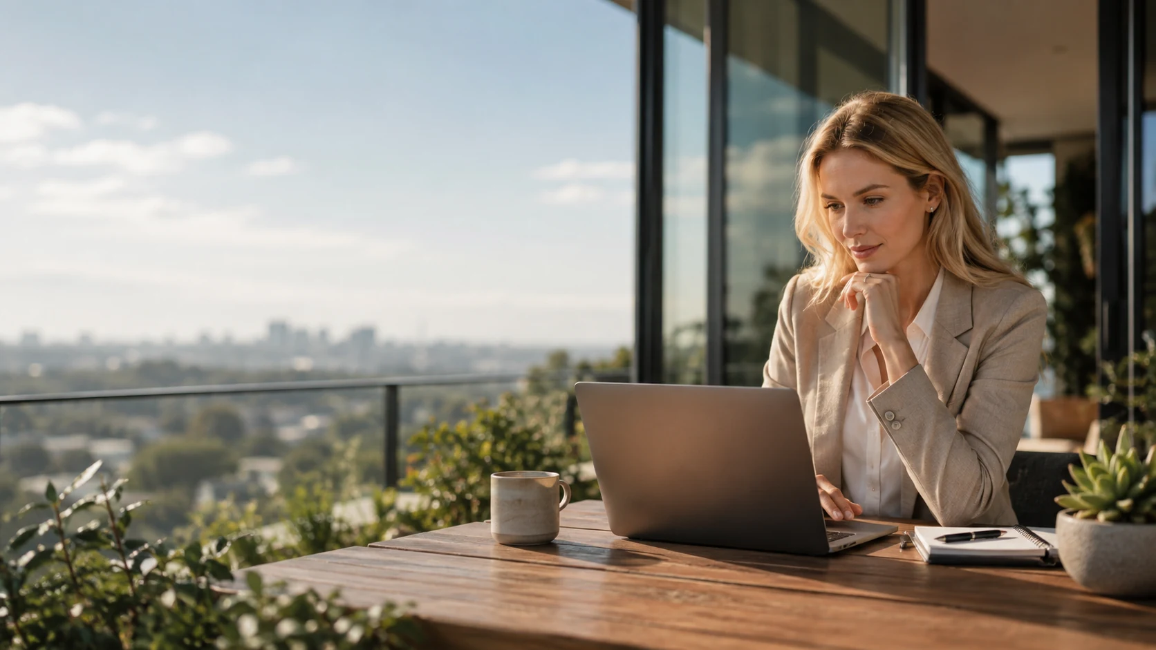 Professionnelle utilisant un assistant conversationnel pour structurer des tâches en entreprise