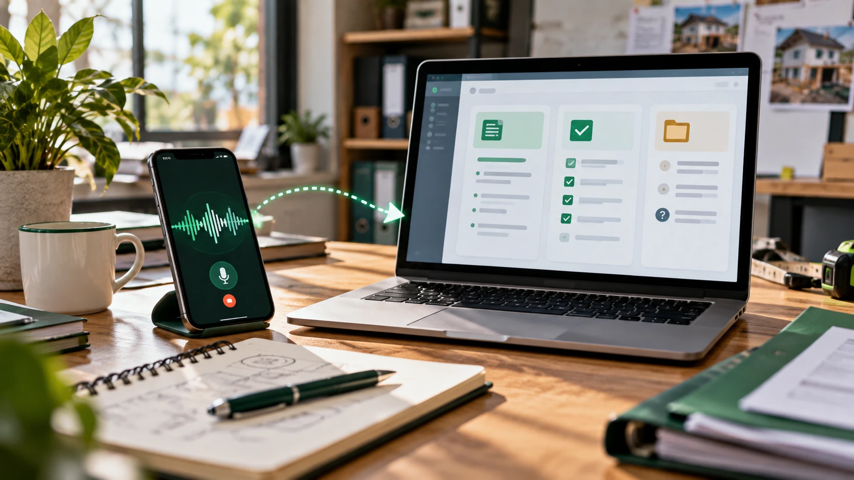 Téléphone affichant une forme d’onde près d’un compte rendu structuré