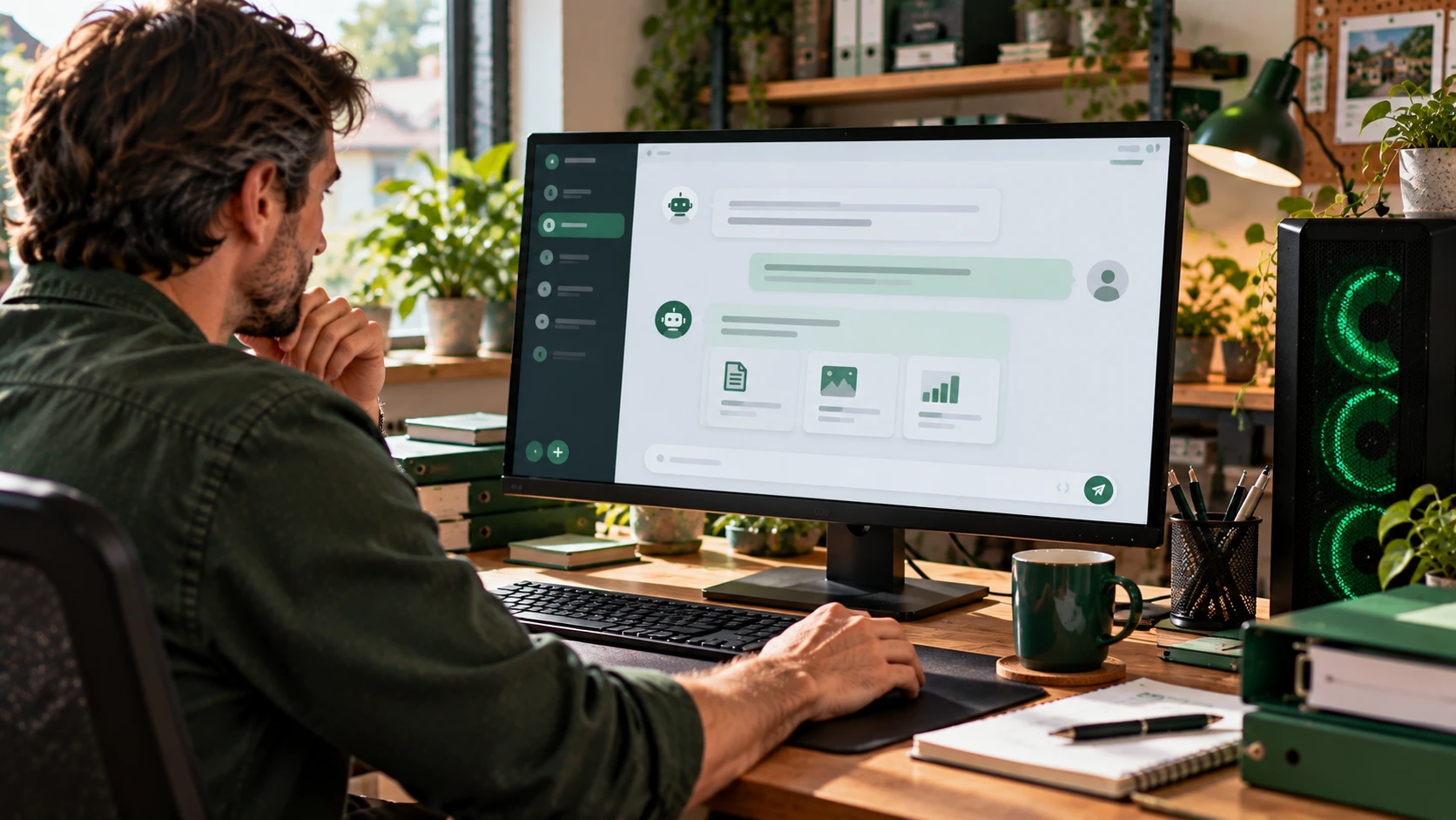 Deux postes de travail montrant des usages locaux et en ligne